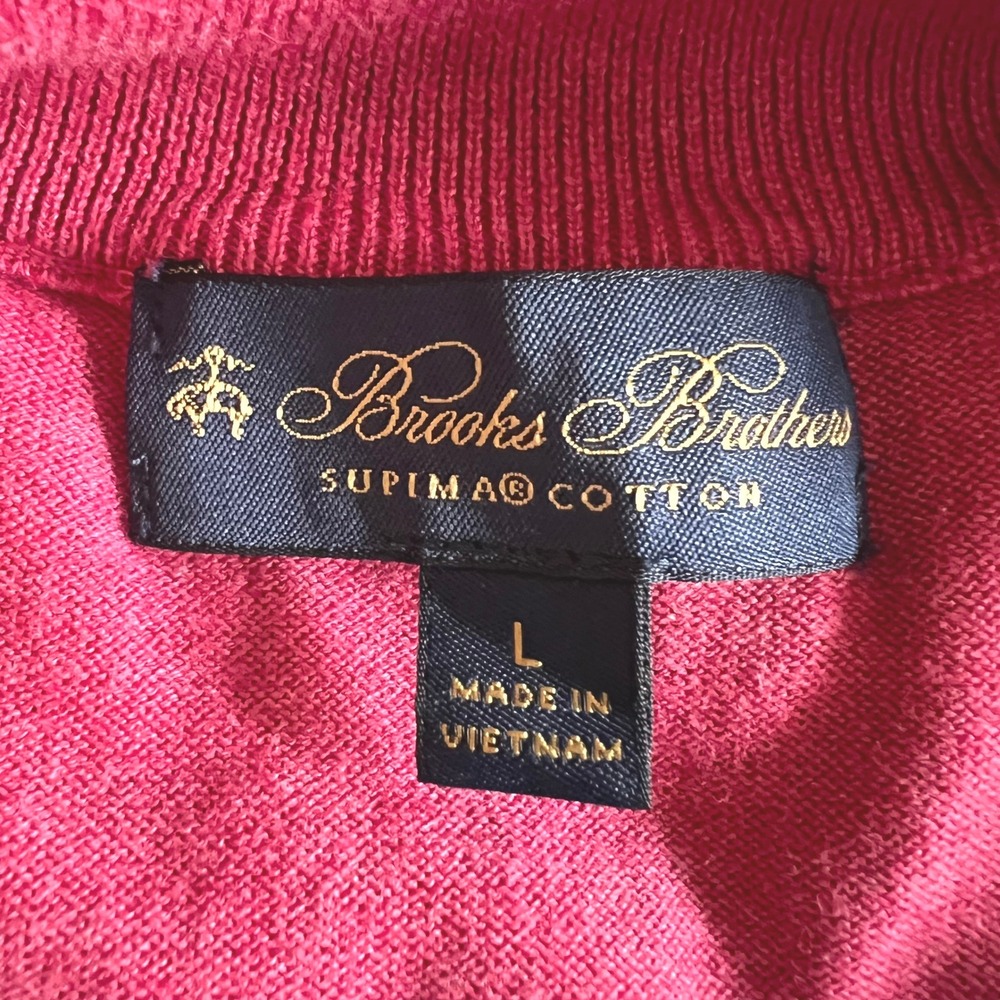 Brooks Brothers Mens Red 100% Supima Cotton Quarter Zip Preppy Sweater‎ Large L - Picture 6 of 7